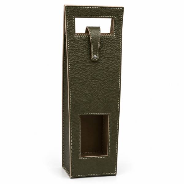 Porte Bouteille en cuir dark olive beige beige