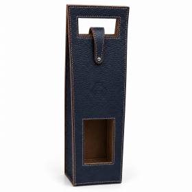 Porte Bouteille en cuir navy noisette noisette