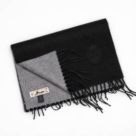 Echarpe bicolore en soie et cashmere noir gris .
