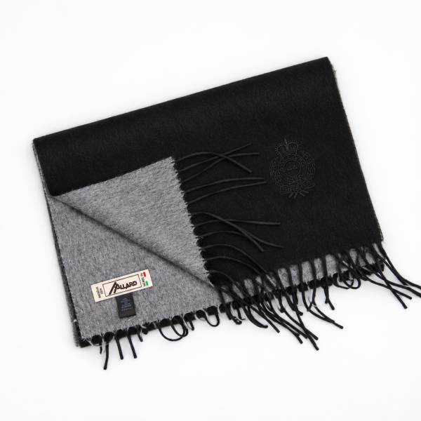 Echarpe bicolore en soie et cashmere noir gris .