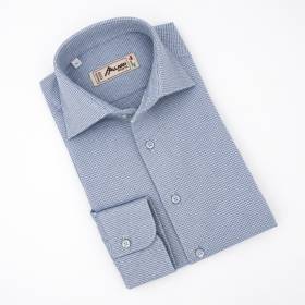 Chemise en coton cashmere pied de puce écru ciel