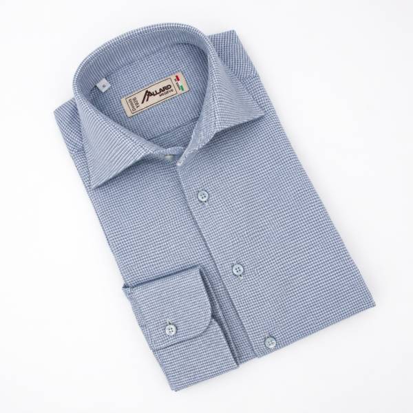 Chemise en coton cashmere pied de puce écru ciel