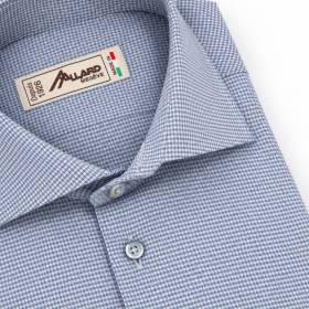 Chemise en coton cashmere pied de puce écru ciel