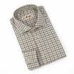 Chemise en coton petit carreaux écru vert marron