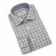 Chemise en coton motif carreaux écru ciel graphite
