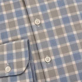 Chemise en coton motif carreaux écru ciel graphite