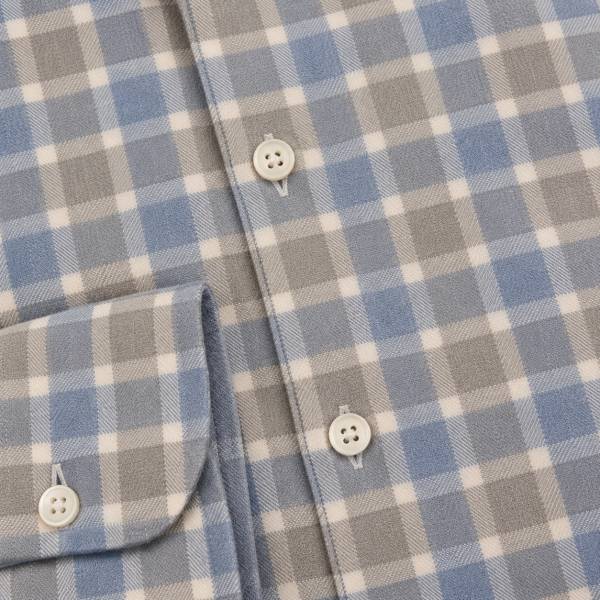 Chemise en coton motif carreaux écru ciel graphite