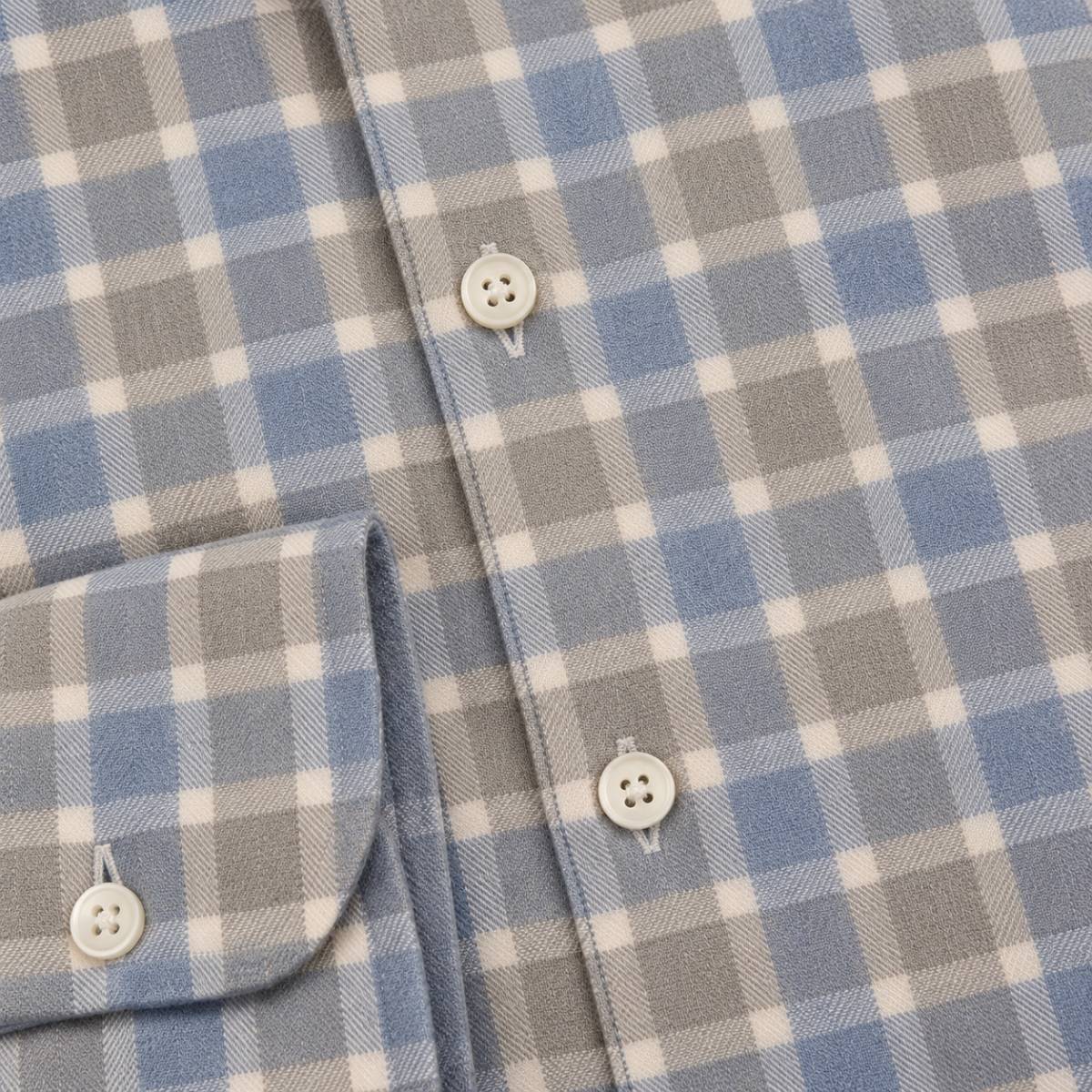 Chemise en coton motif carreaux écru ciel graphite