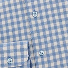 Chemise en coton motif carreaux écru ciel