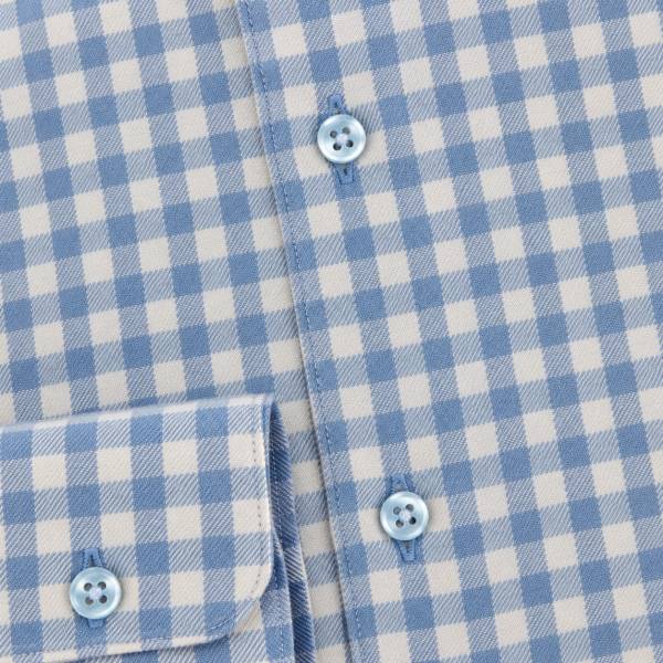 Chemise en coton motif carreaux écru ciel