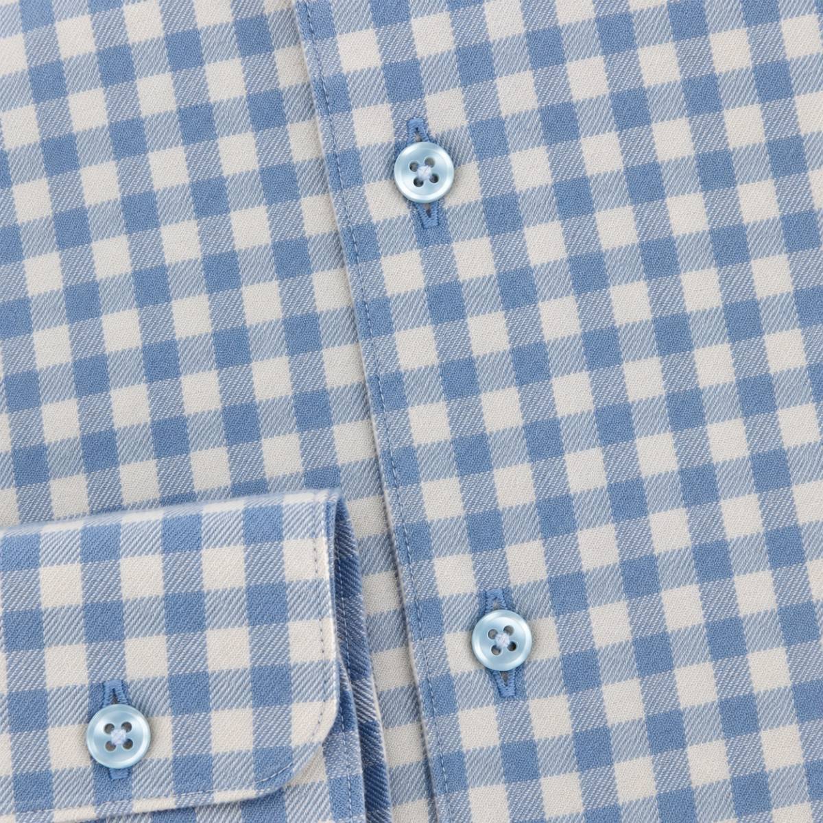 Chemise en coton motif carreaux écru ciel