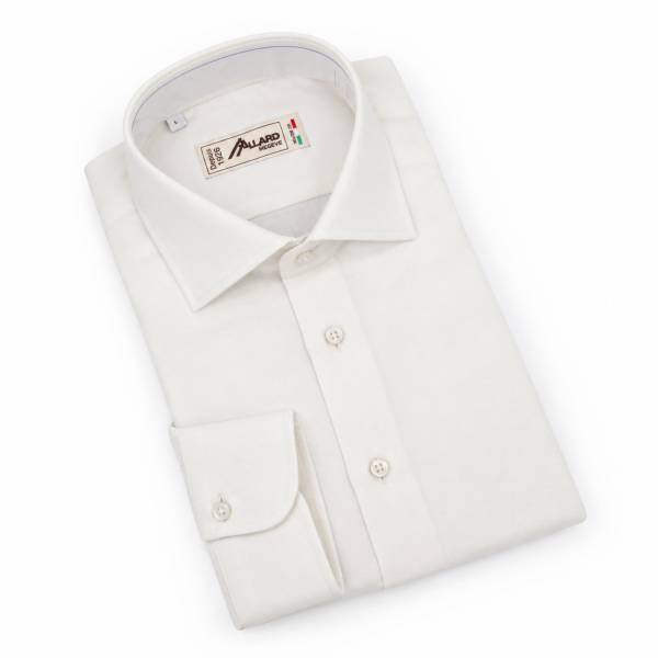 Chemise en coton tissu chiné écru