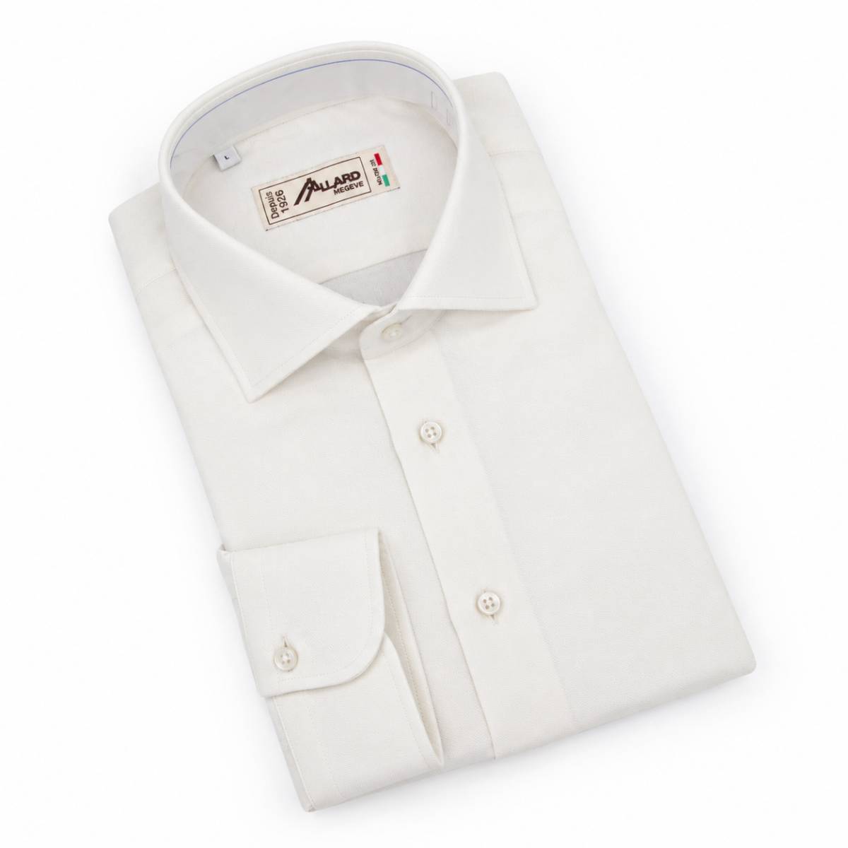 Chemise en coton tissu chiné écru