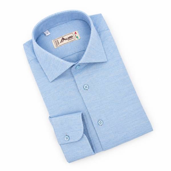 Chemise en coton tissu chiné ciel