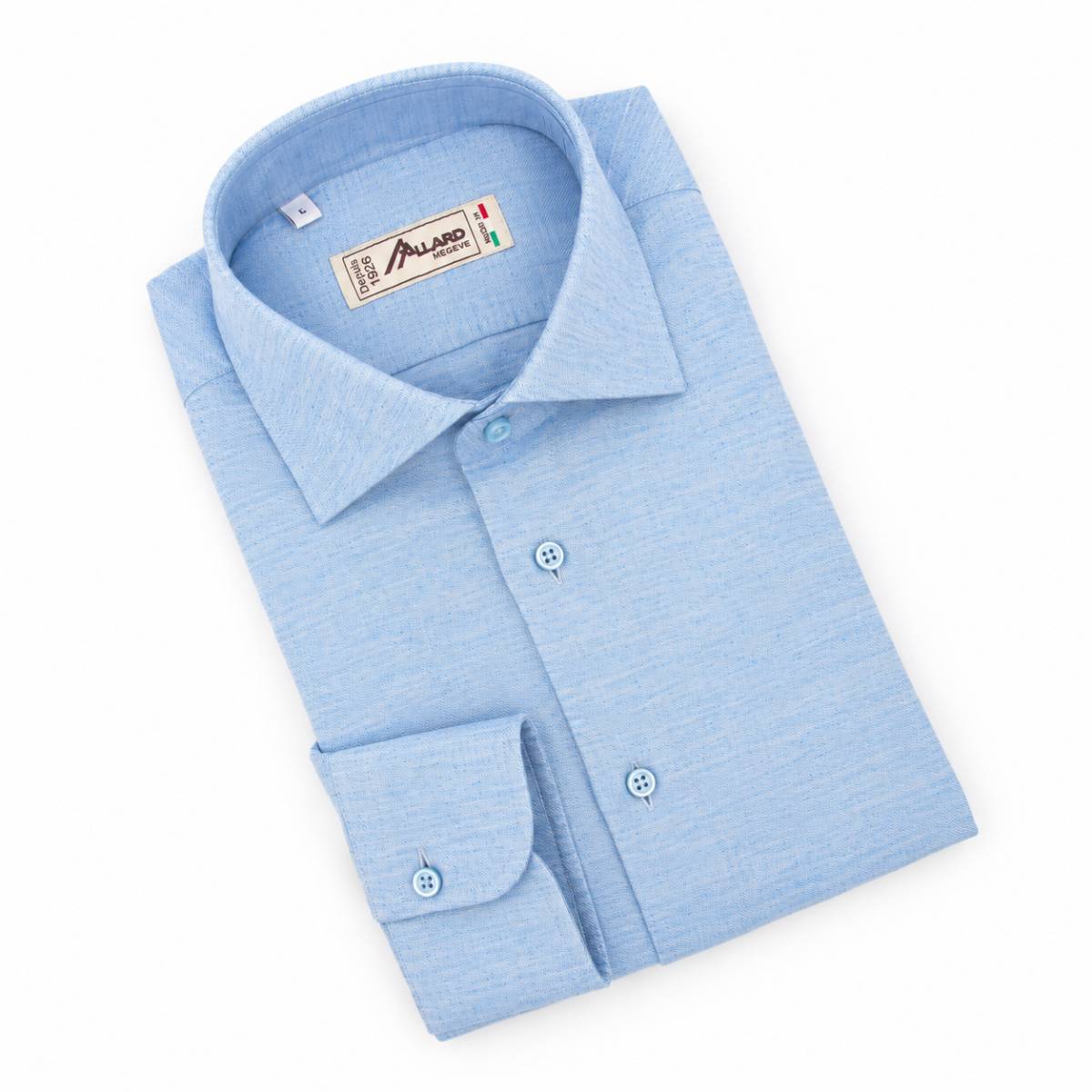 Chemise en coton tissu chiné ciel