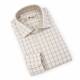 Chemise en coton motif carreau écru beige taupe