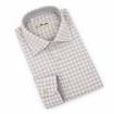 Chemise en coton à carreaux beige gris perle taupe