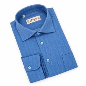 Chemise stretch à chevrons avec poche denim