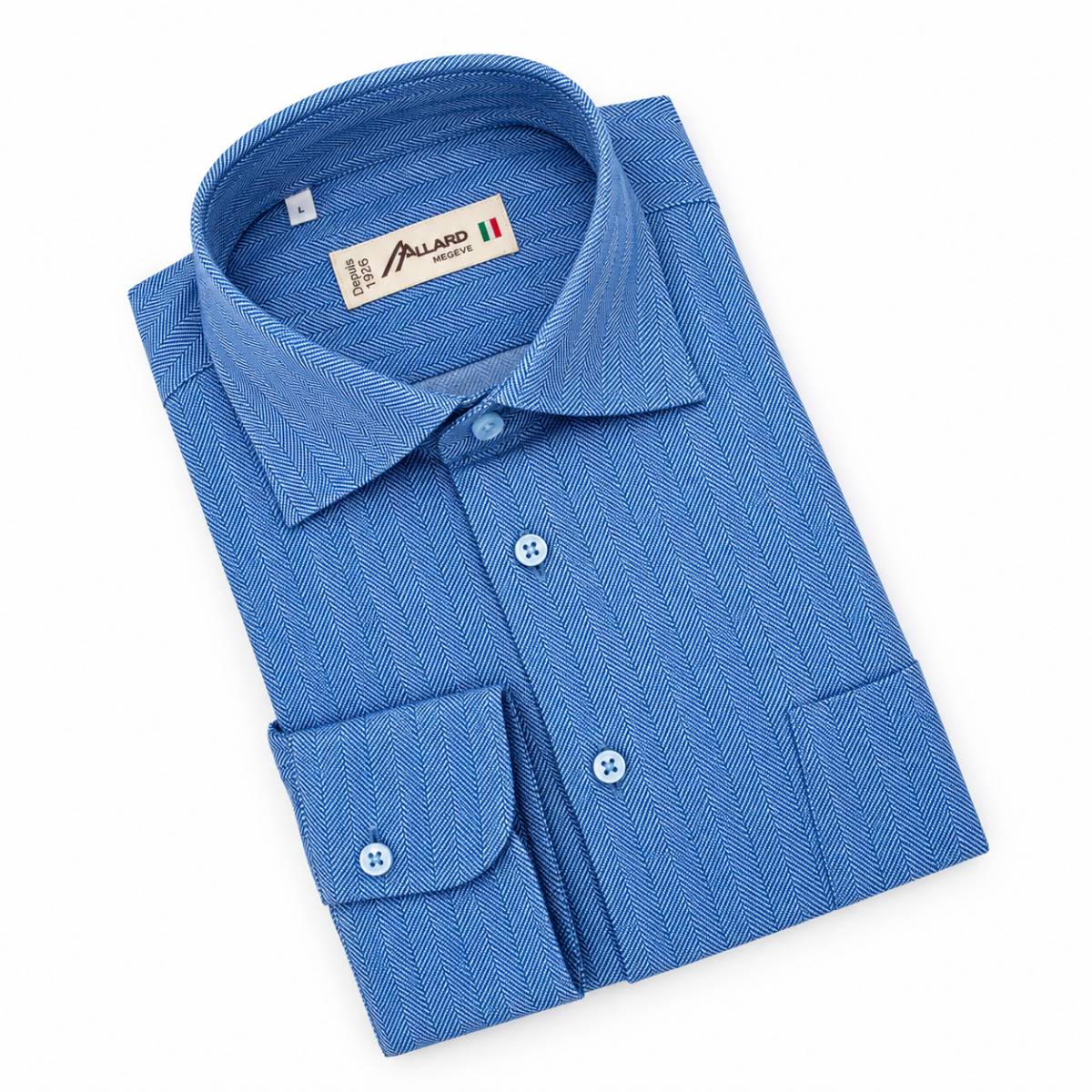 Chemise stretch à chevrons avec poche denim