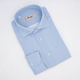 Chemise stretch chevrons ciel blanc