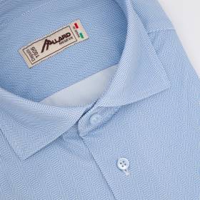 Chemise stretch chevrons ciel blanc