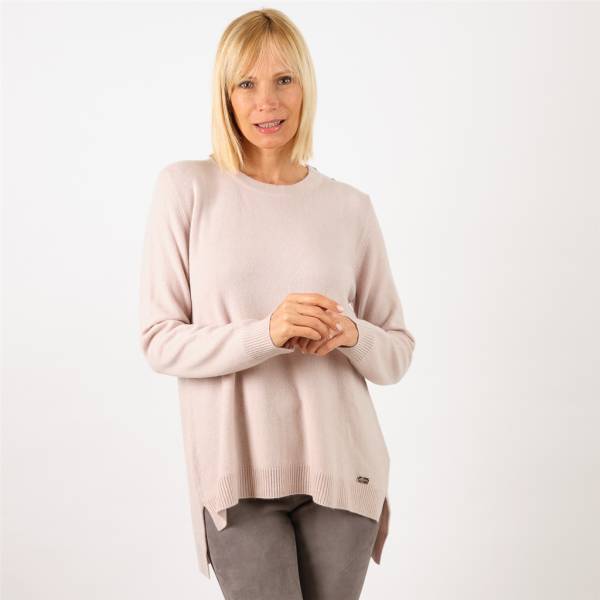 Pull cashmere épaule boutonnée poudre