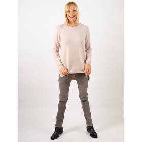 Pull cashmere épaule boutonnée poudre